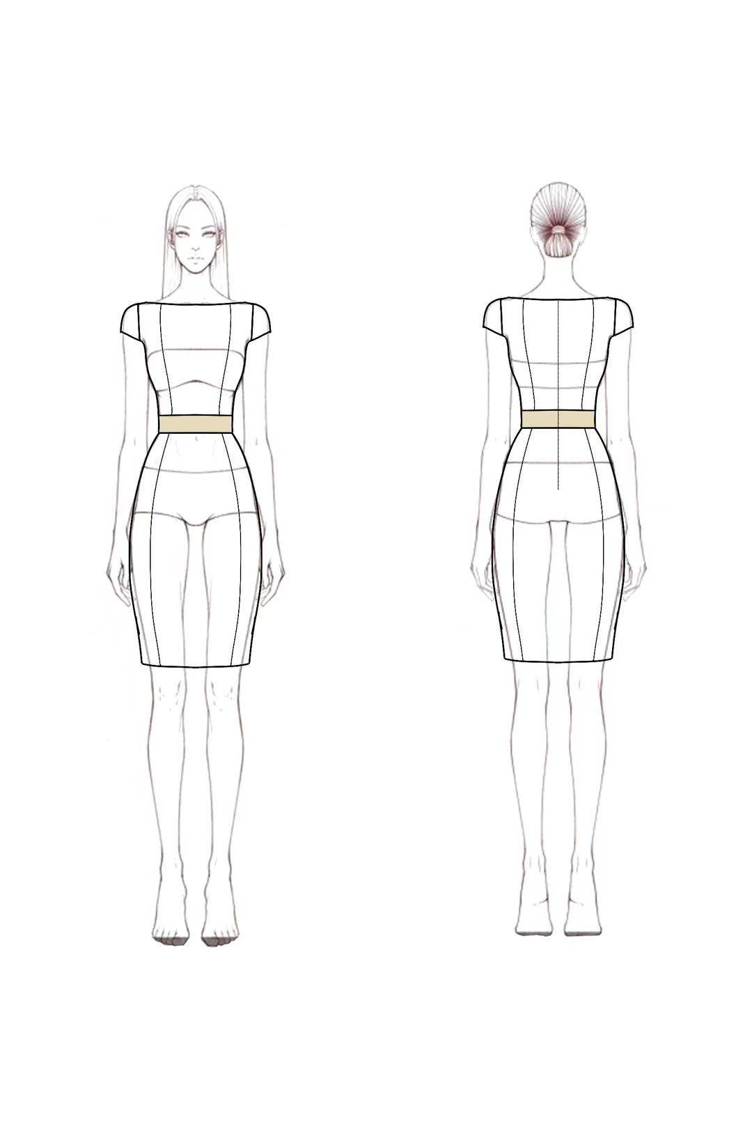 Elegant Work Pencil Dress White Bodycon Navy Blue Midi Dress