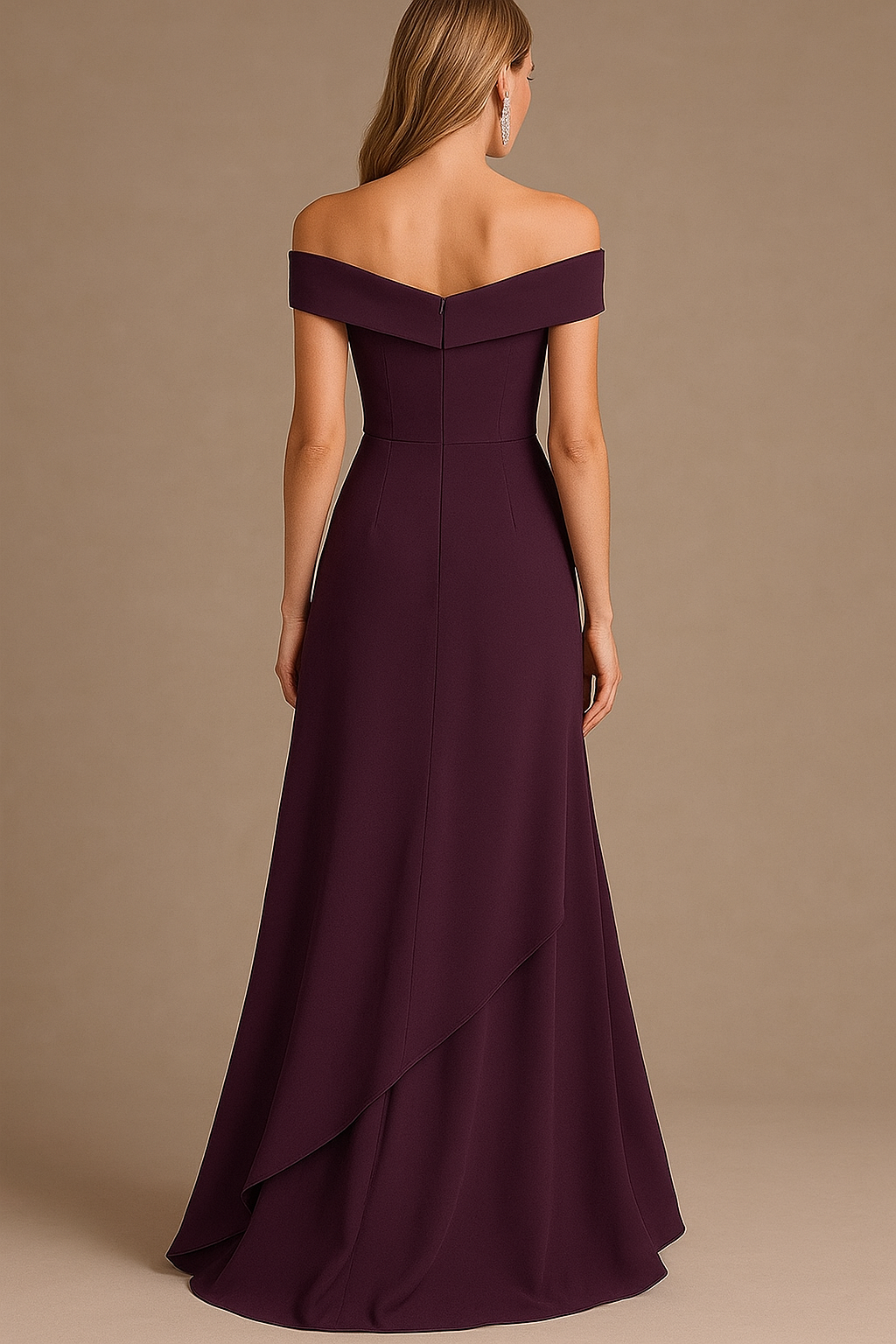 Formal Evening Dress Purple Off Shoulder Ruffle Maxi Dress