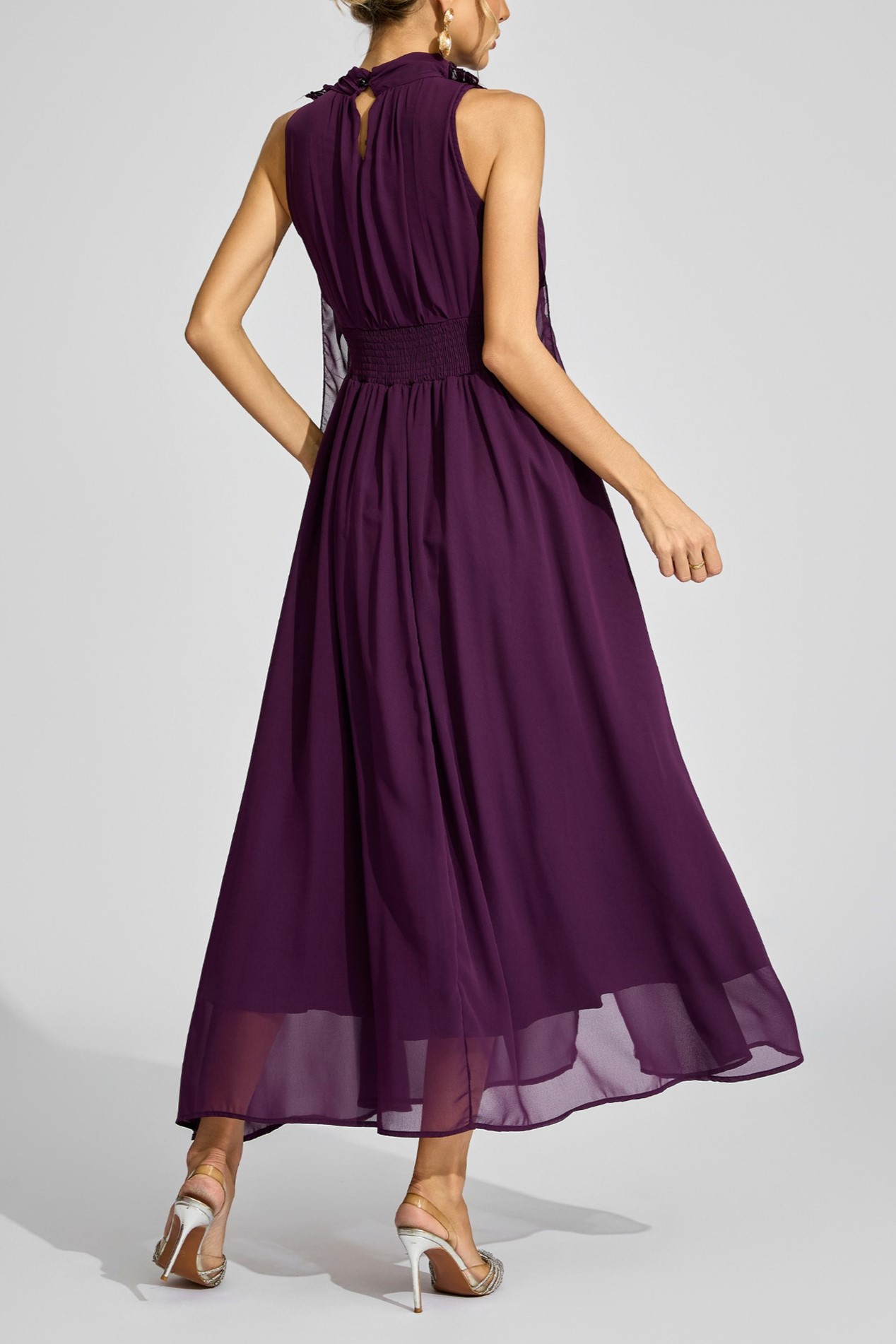  Purple Halter Maxi Dress