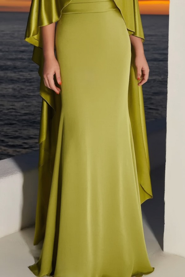 Formal Evening Dress Green V Neck Maxi Dress