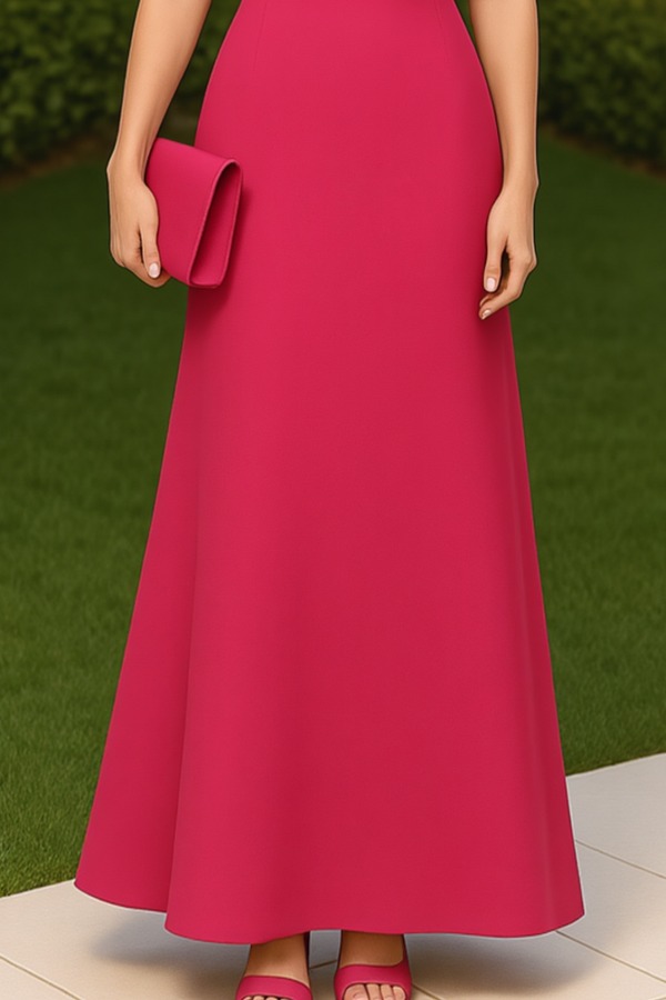 Formal Wedding Guest Dress Fuchsia One Shoulder Bow Maxi Dress