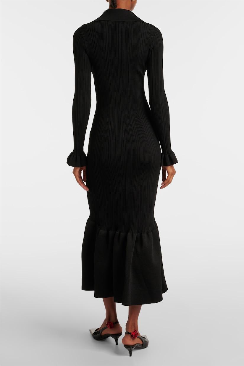 Jersey Solid Button Mermaid Midi Dress