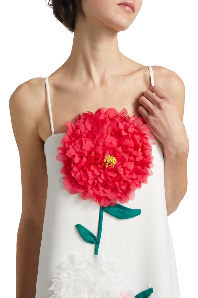 3D Flower Sleeveless Backless Midi Dress