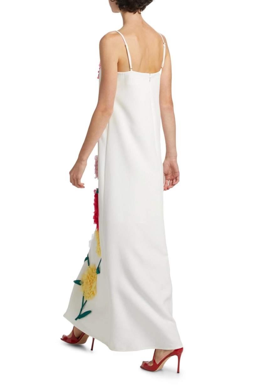 3D Flower Sleeveless Backless Midi Dress
