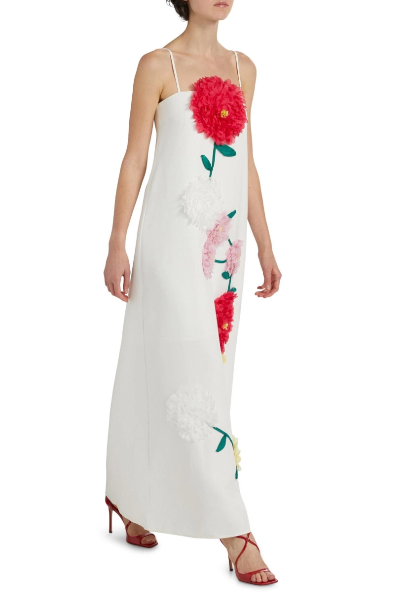 3D Flower Sleeveless Backless Midi Dress