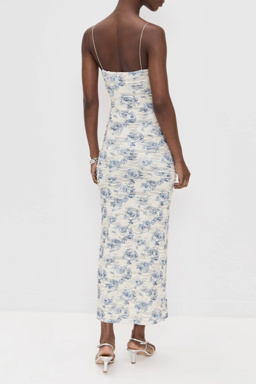 Burn-Out Floral Slip Midi Dress