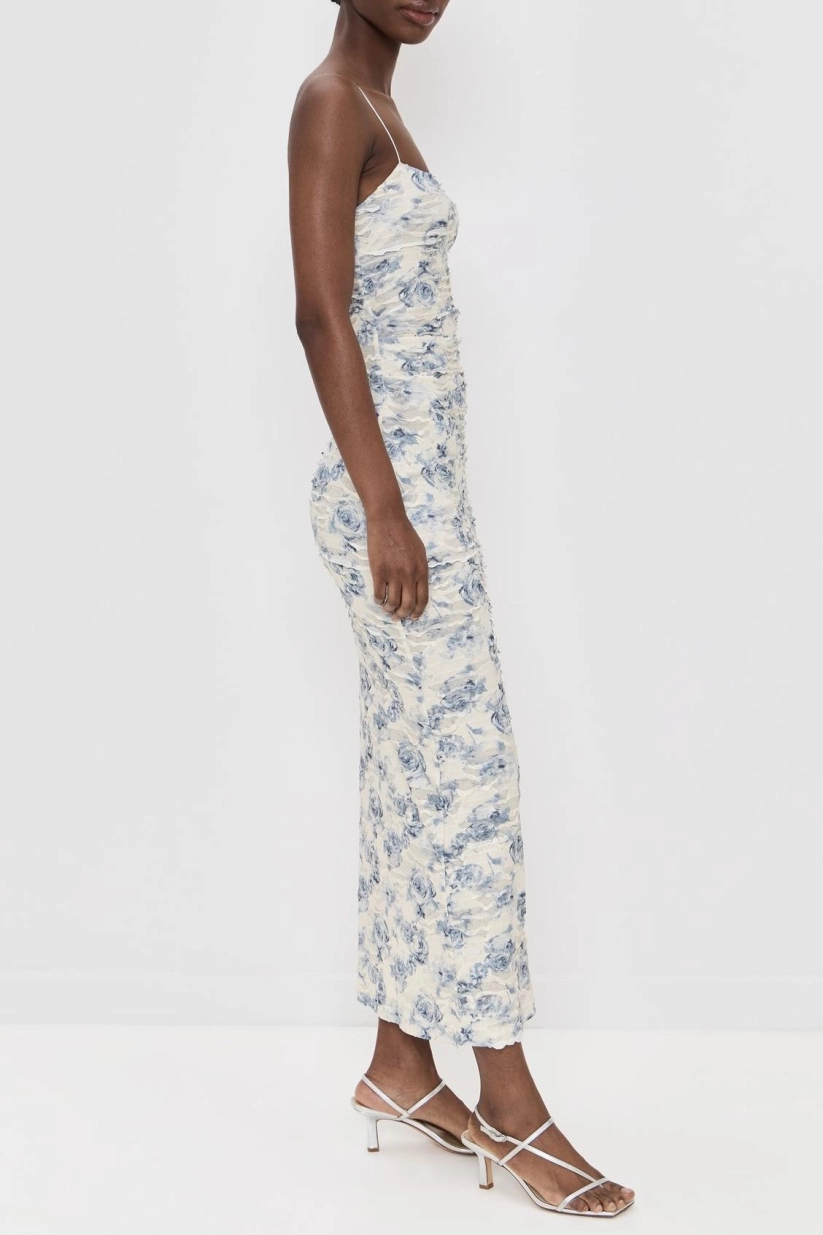 Burn-Out Floral Slip Midi Dress
