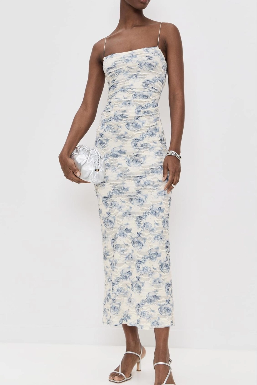 Burn-Out Floral Slip Midi Dress
