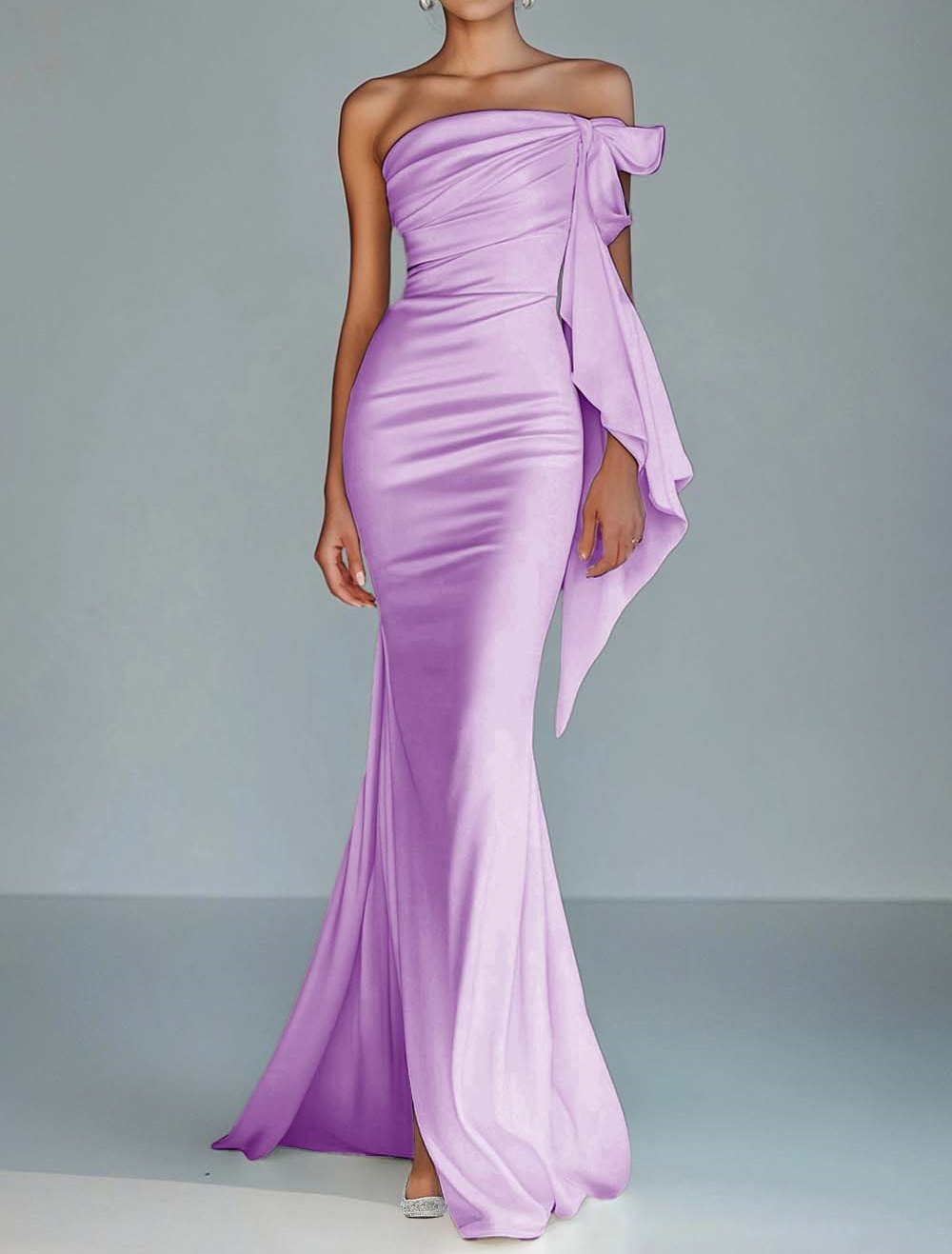 White Strapless Mermaid Ruffled Formal Dress