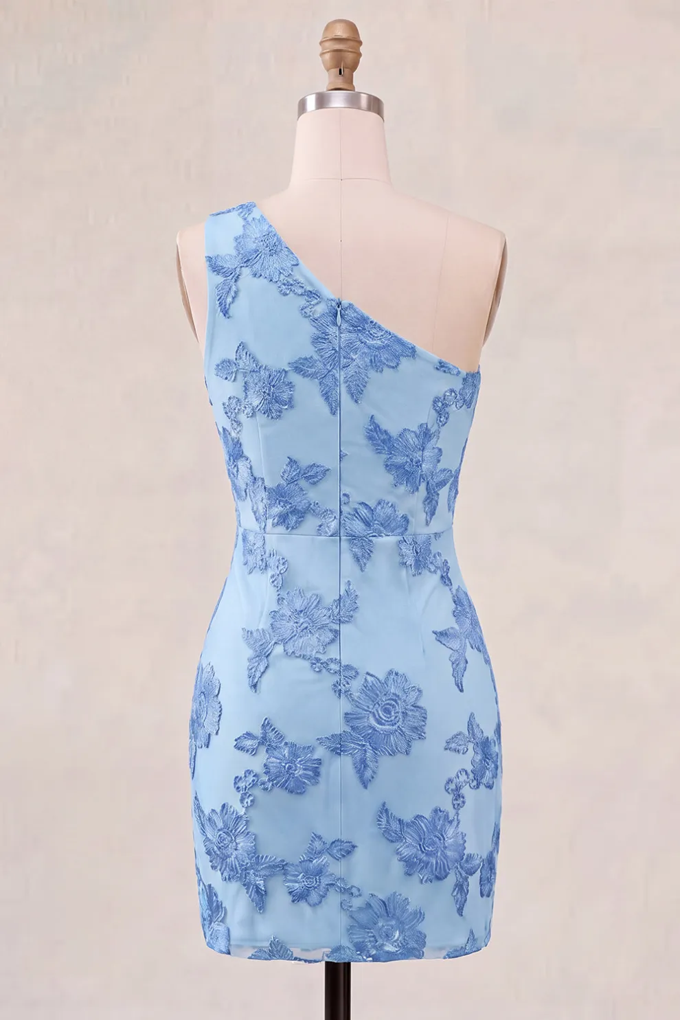 Yellow Floral Bodycon One Shoulder Short Homecoming Dress