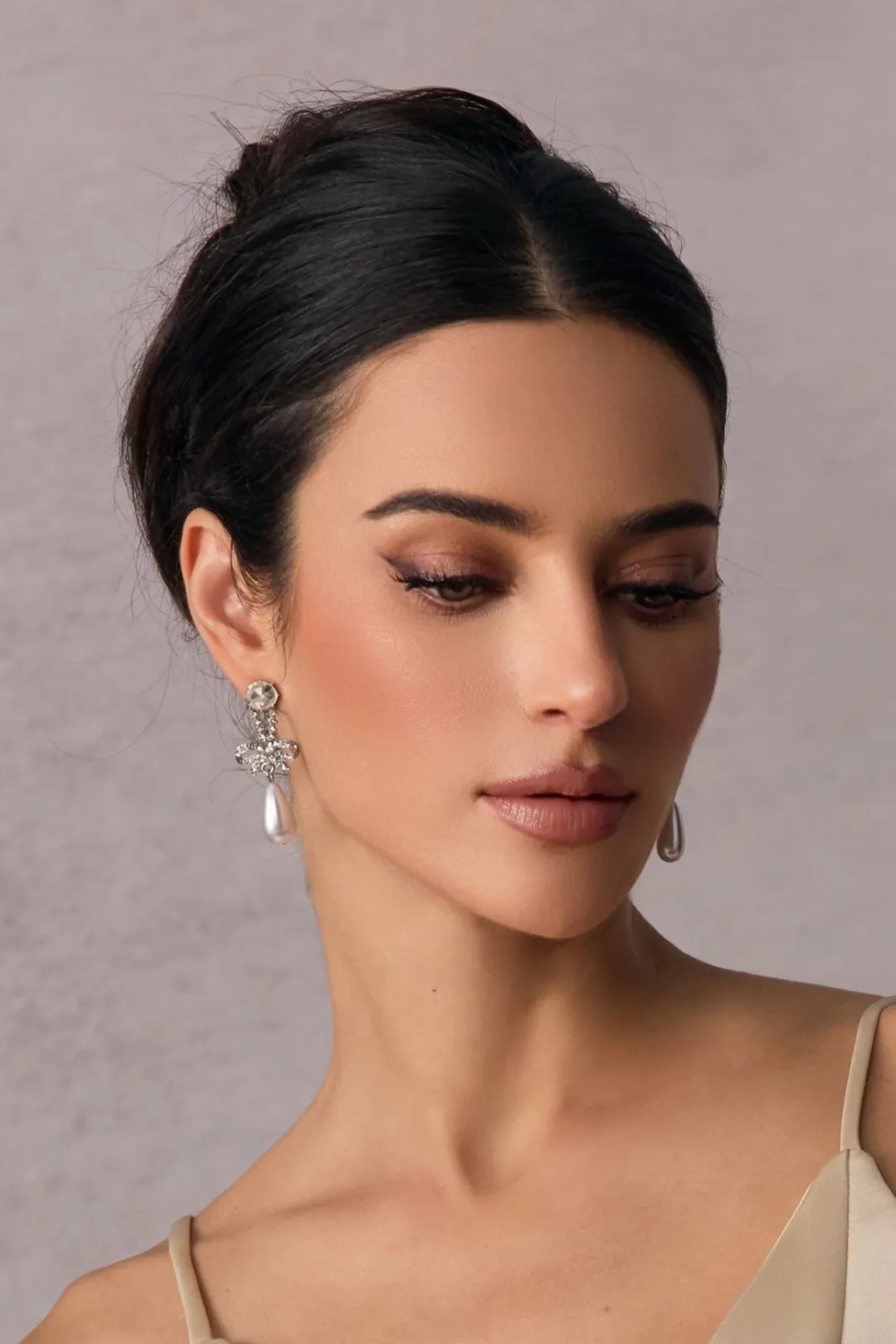 Bow Drop Pearl Earrings