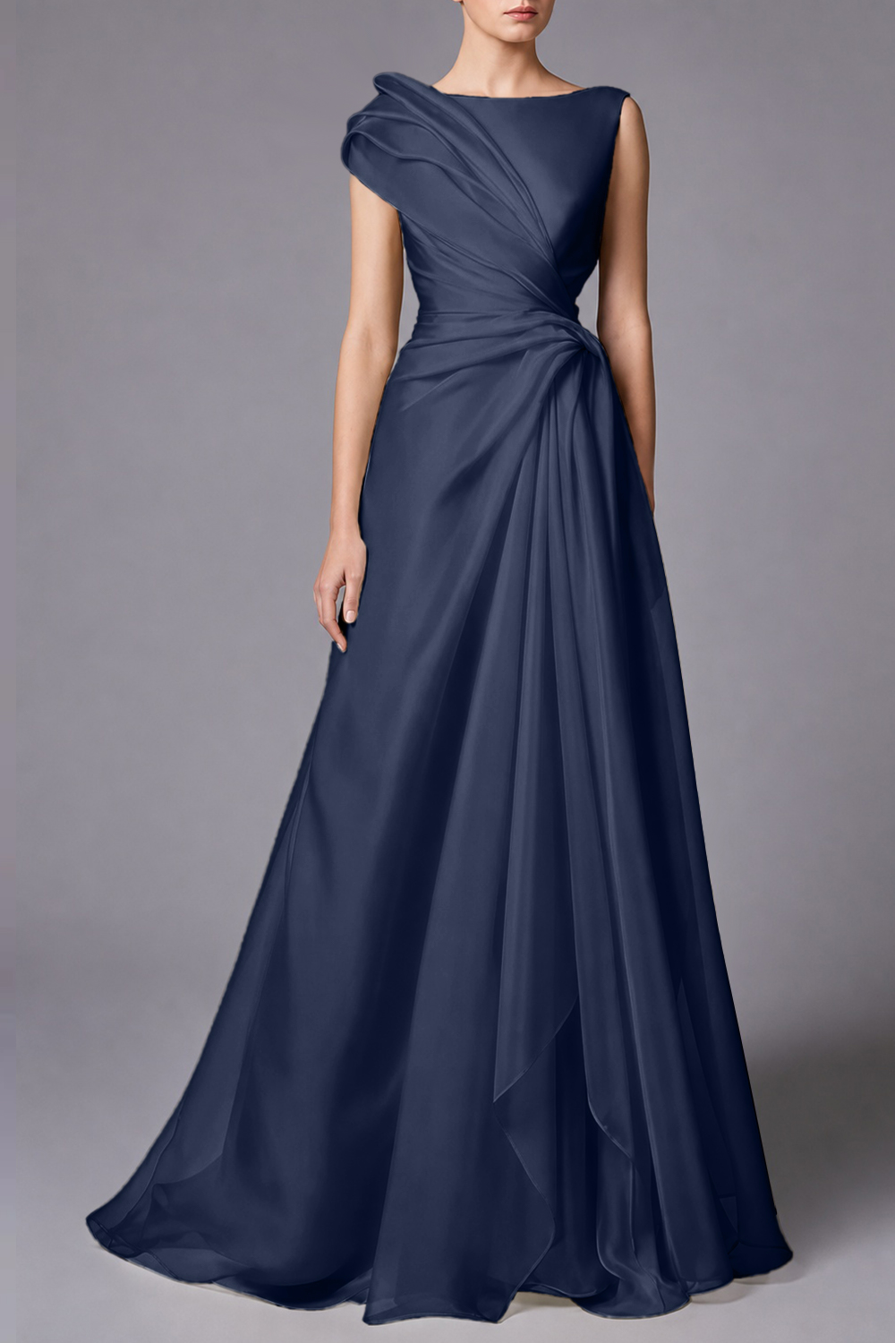 Sleeveless Cinched-Waist Floor-Length Maxi Dress