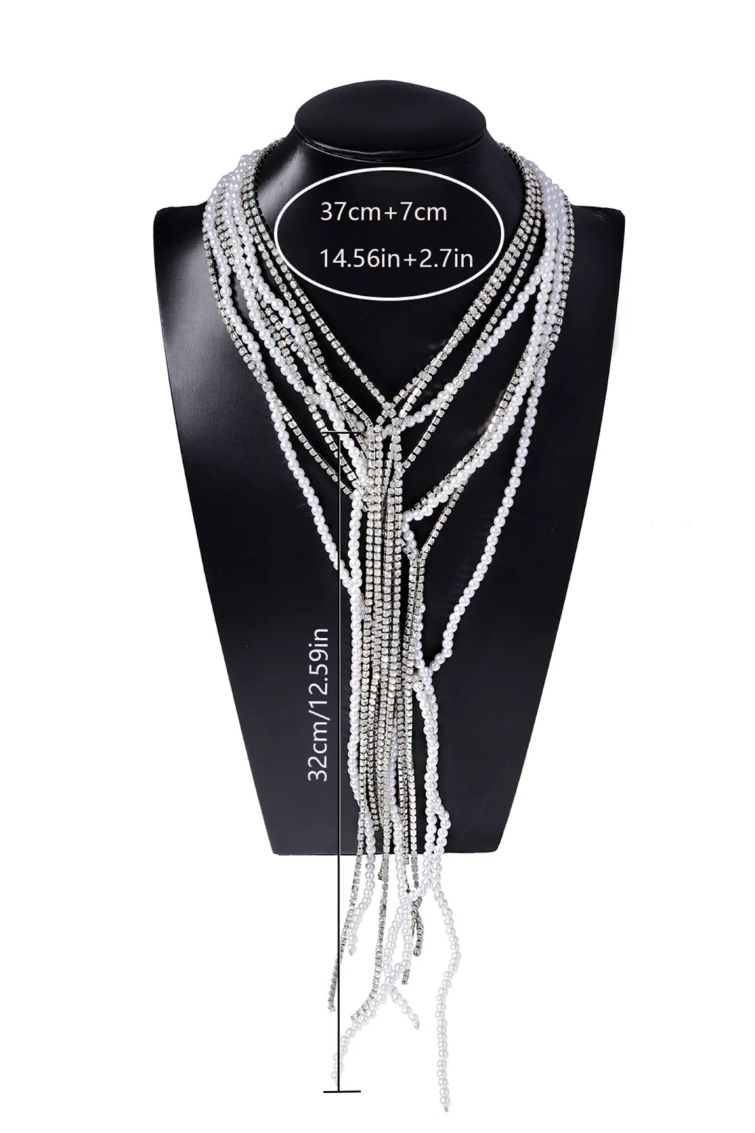 Pearl Rhinestone Multi Strand Necklace