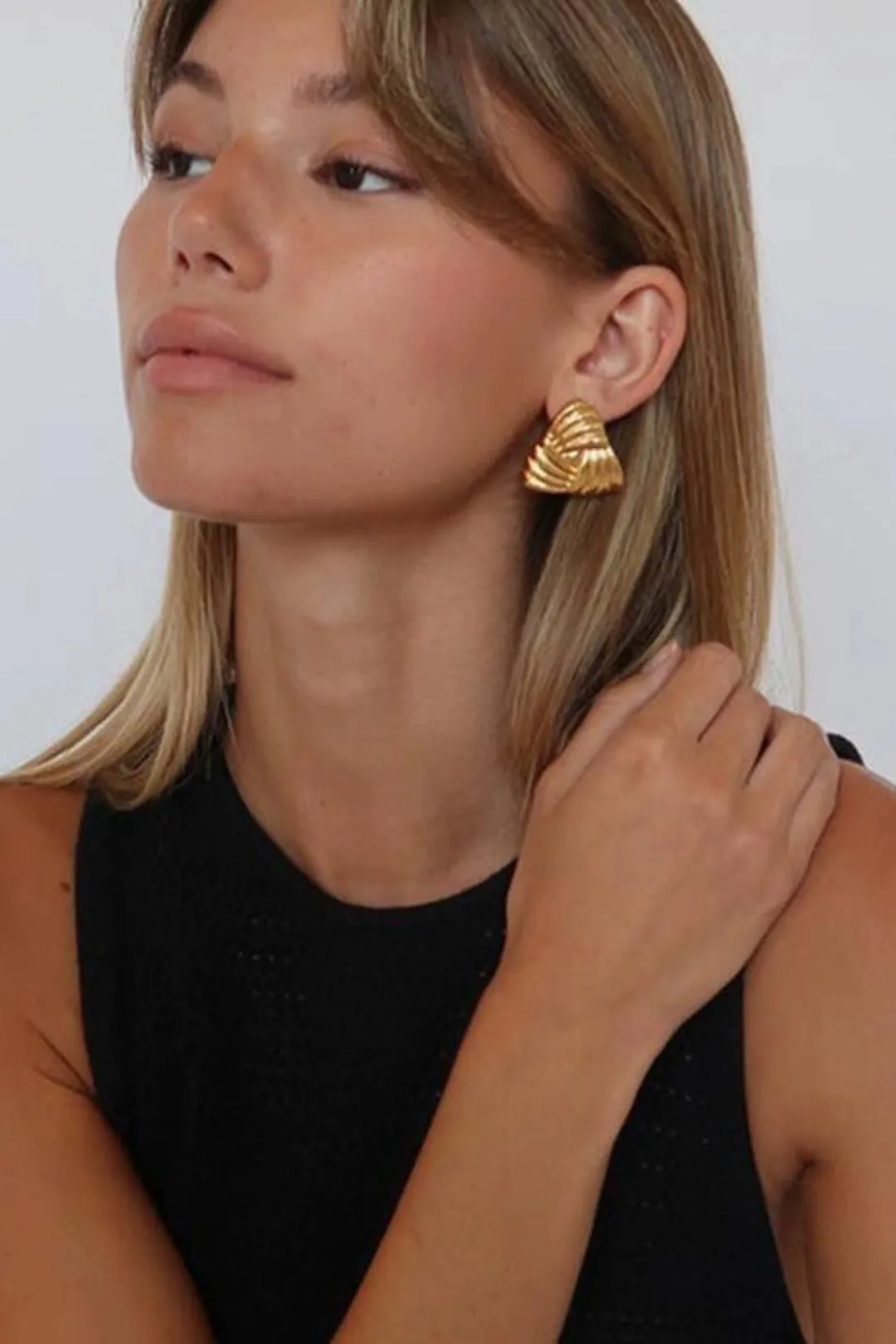 Textureed Triangle Earrings