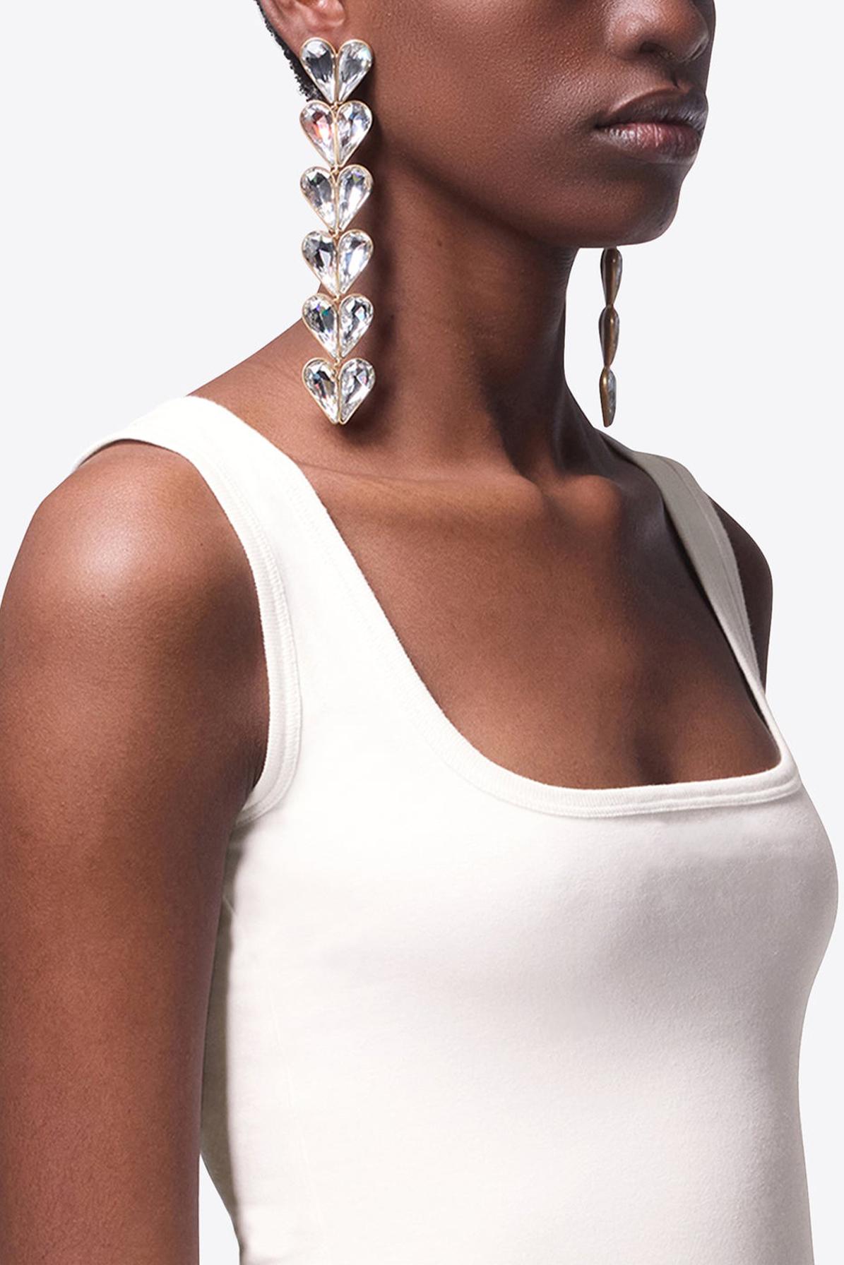 Heart Shape Rhinestone Drop Earrings