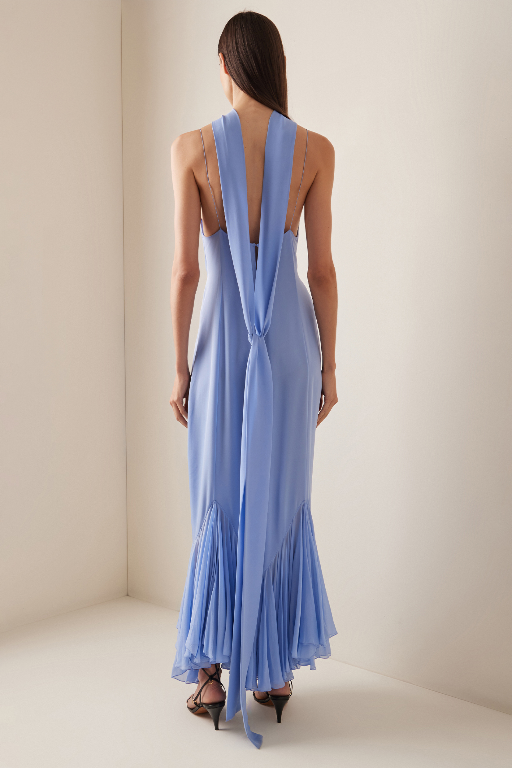 Frill Backless Slip Midi Dress