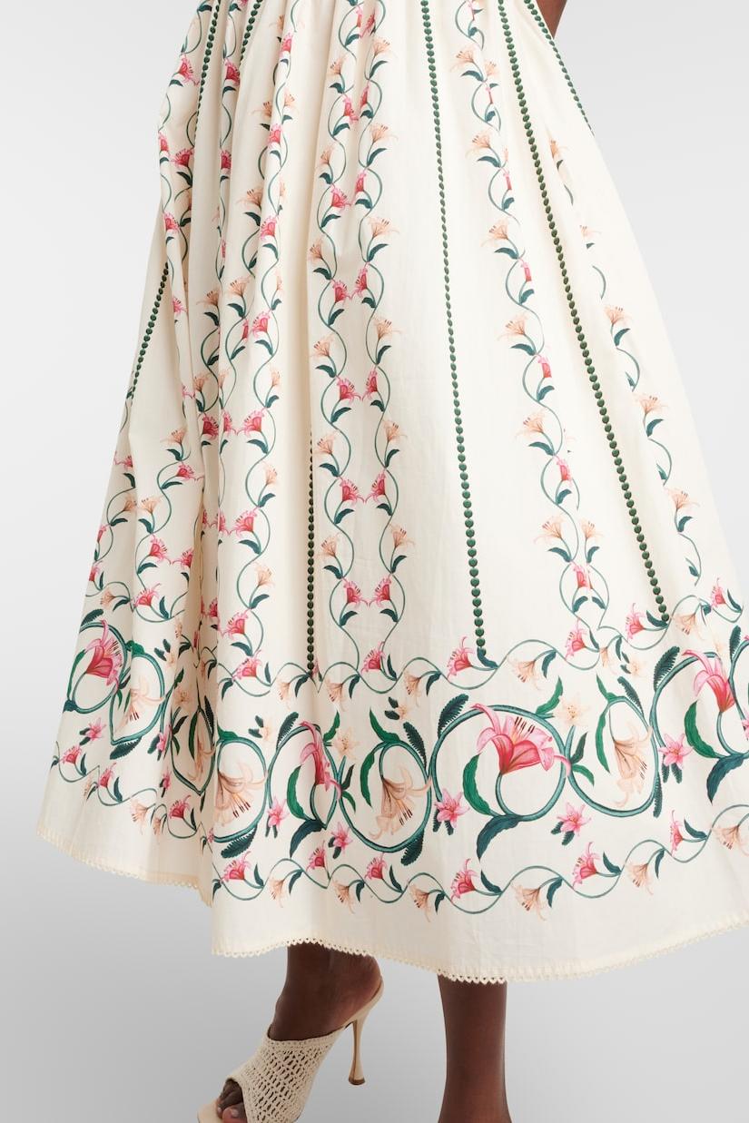 Floral Square Collar Sleeveless Midi Dress