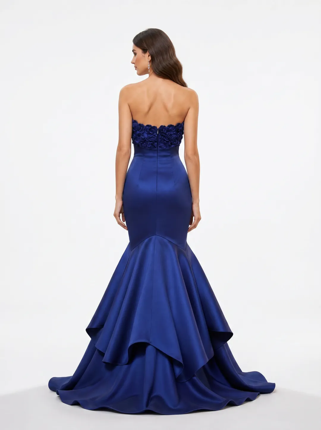 Sophisticated Floral-Embellished Mermaid Evening Gown