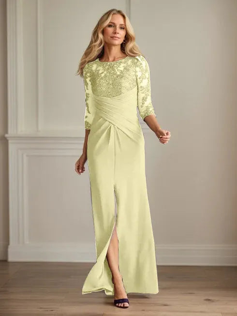 Plum Sheath Lace Stretch Crepe Mother of the Bride Dress