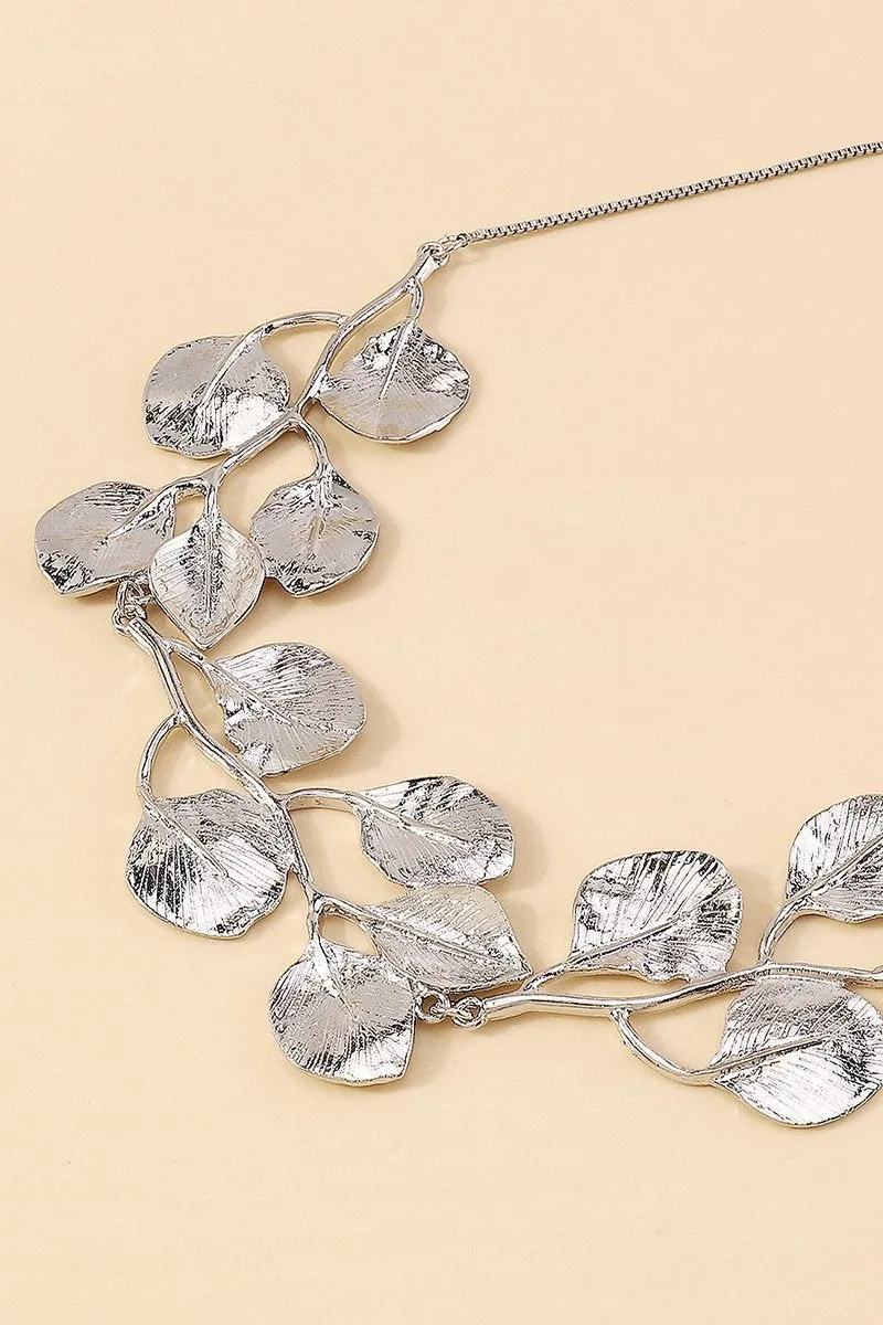 Textured Gingkgo Leaf Necklace