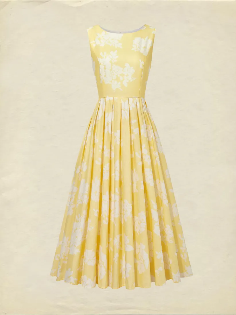 Midi Linen Dress, Sleeveless, Linen Blend, Floral, Renaissance