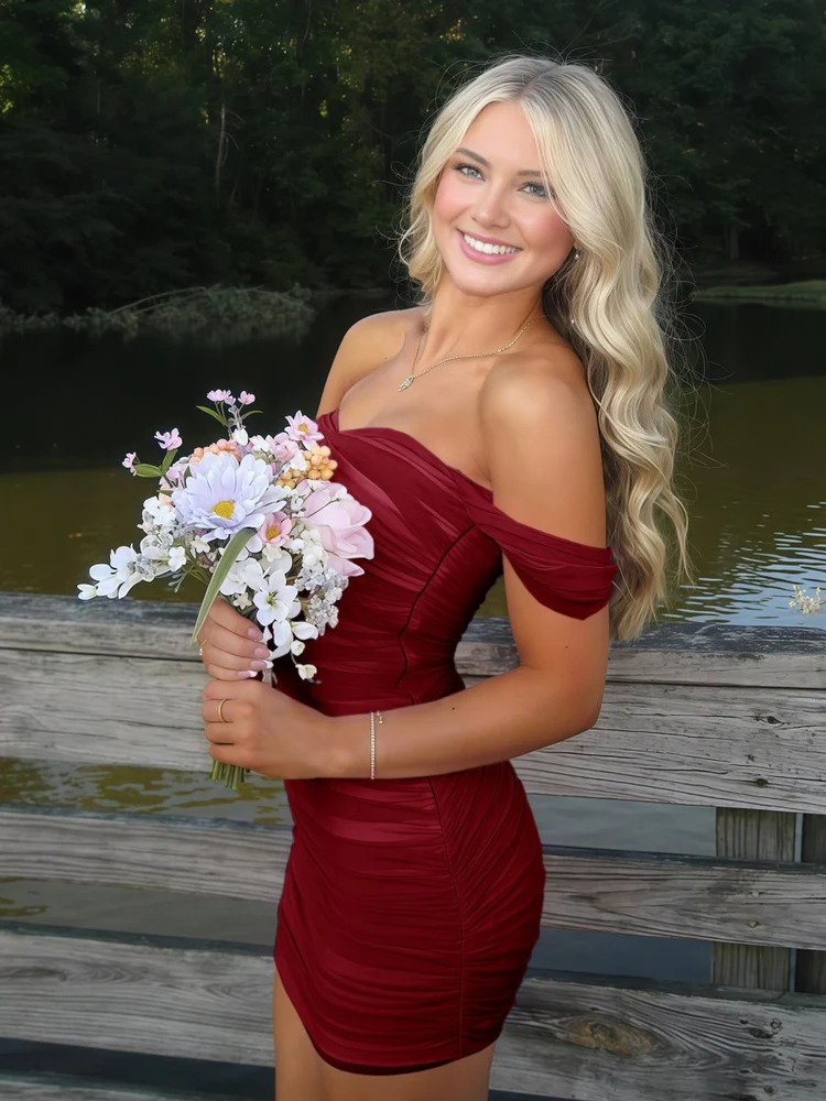 Bright Orange Off-the-shoulder Satin Mini Dress