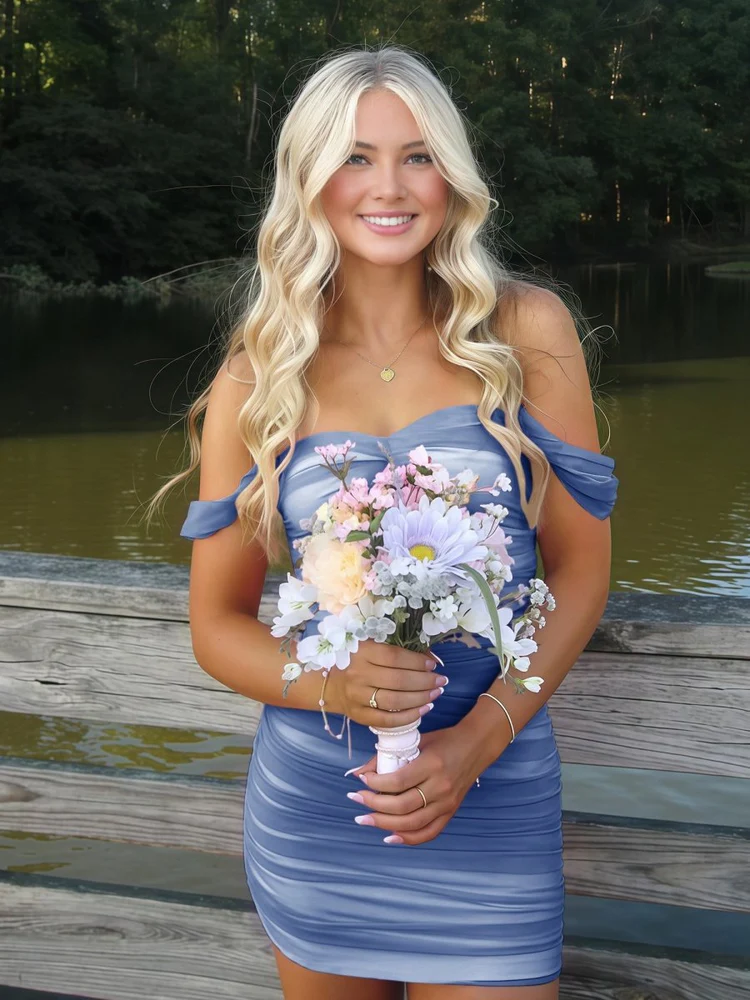 Bright Orange Off-the-shoulder Satin Mini Dress
