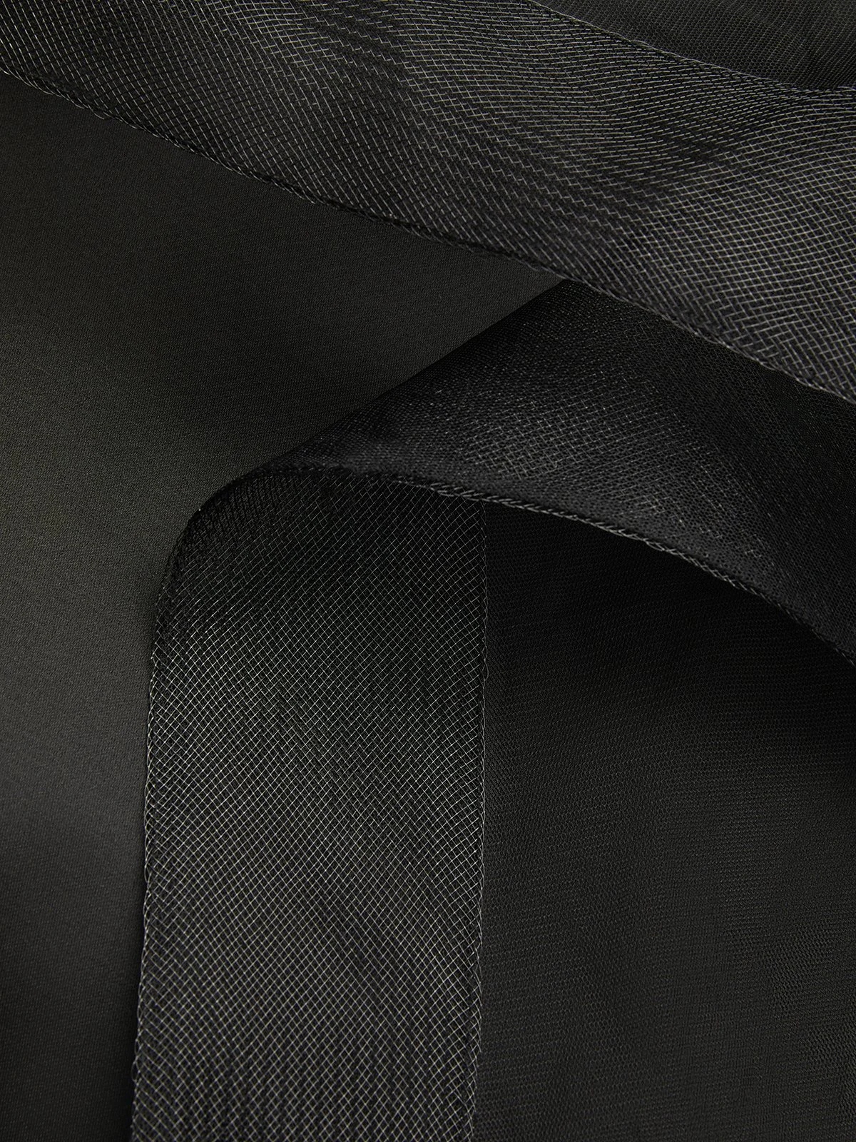 Black Mesh Ruffled Satin Strapless Sleeveless A-Line Floor-length Gown Dress