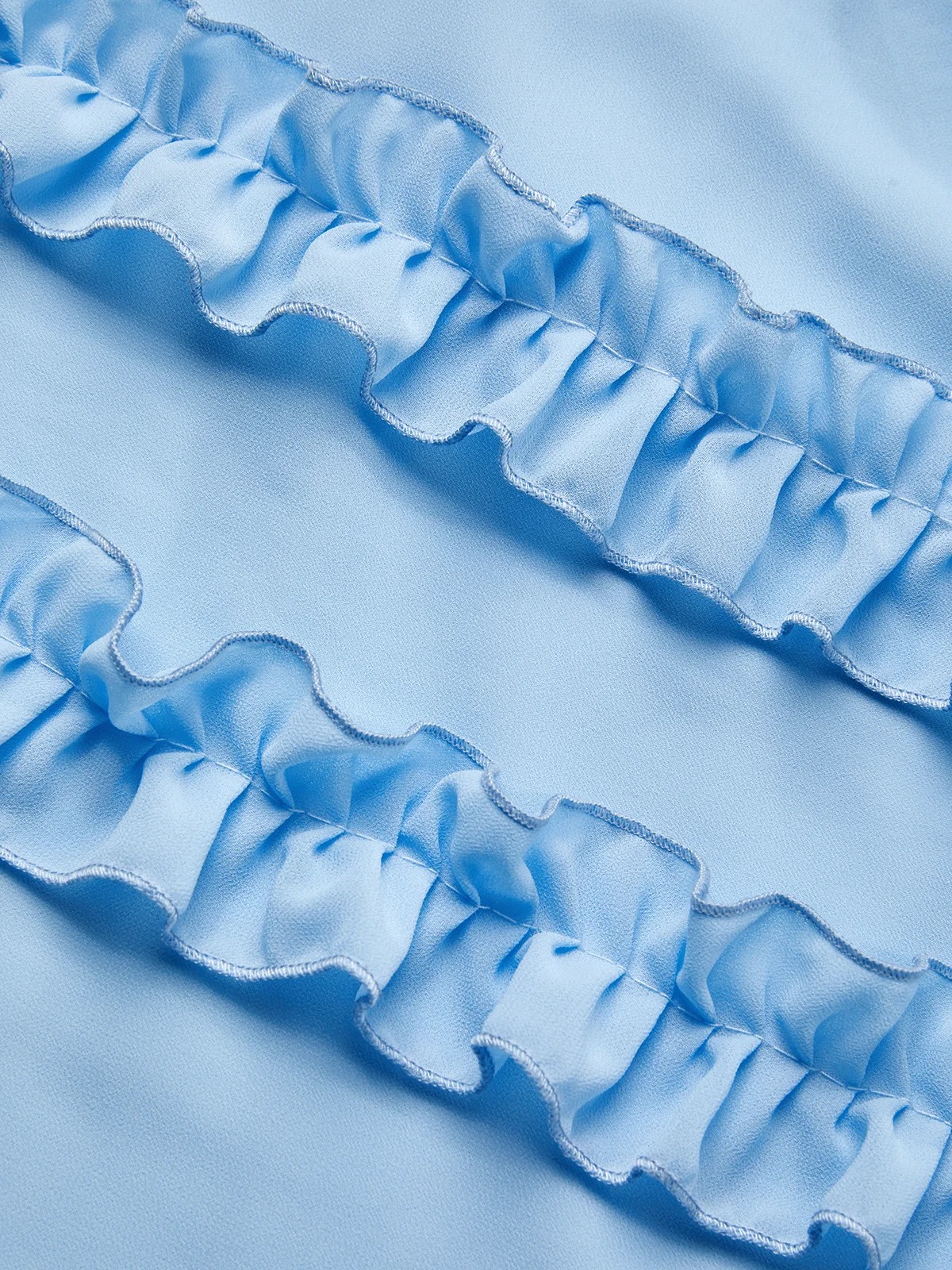 Blue Ruffled Chiffon Halter Sleeveless A-Line Maxi Dress