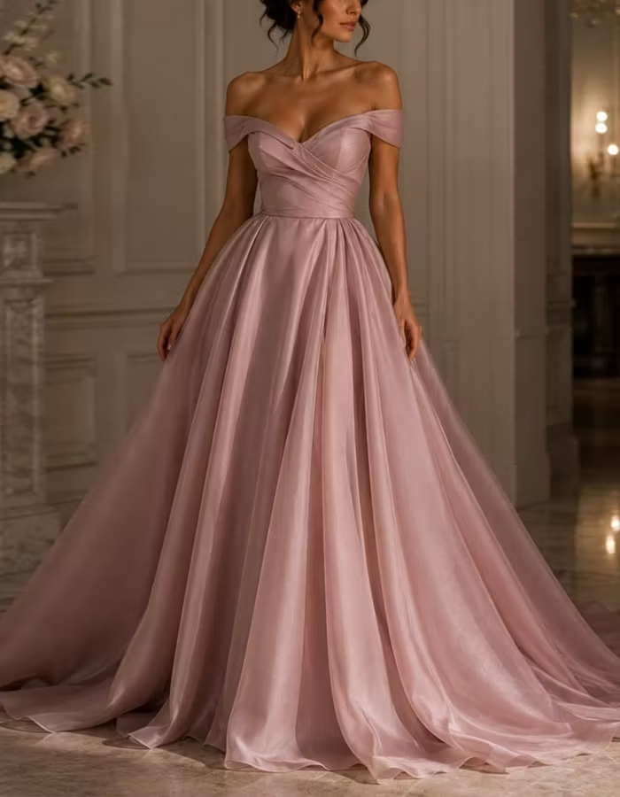 Pink Off The Shoulder Maxi Dress