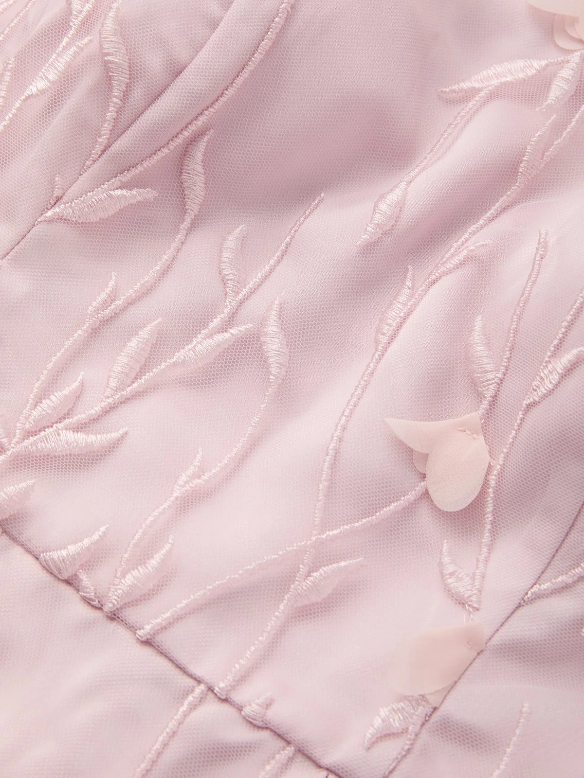 Light Pink 3D Floral Embroidery Classic Off The Shoulder Short Sleeve Mermaid Gown Dress