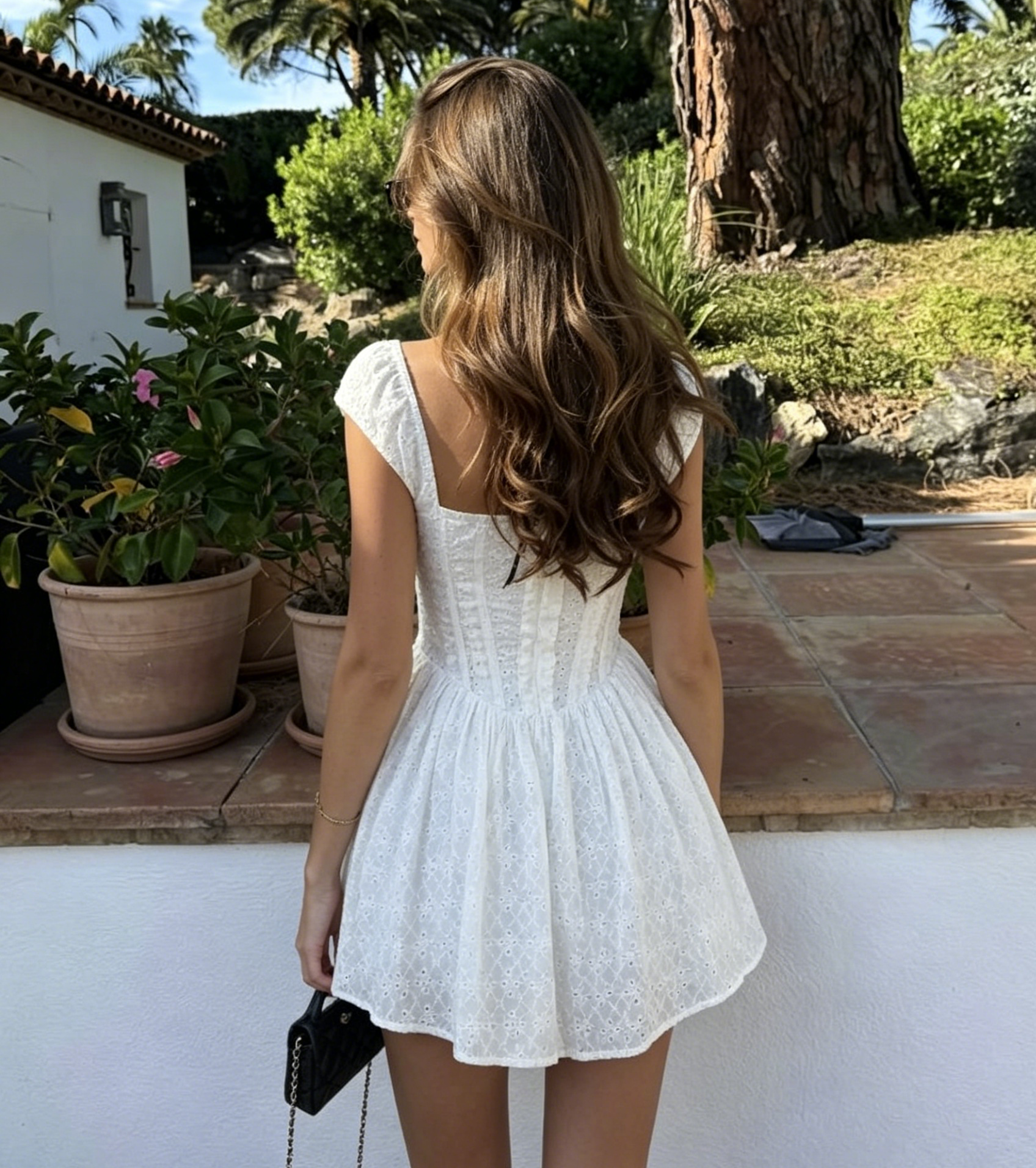 Vintage White Lace Corset Mini Vacation Dress