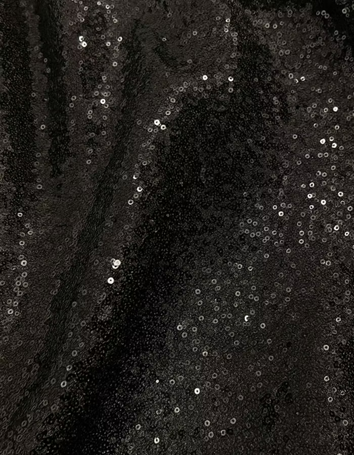 Black Asymmetrical Off-the-shoulder Mesh Long-sleeved Sequined Maxi Dress