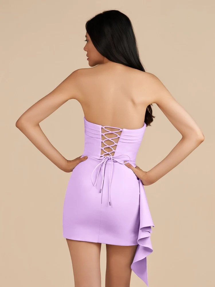Strapless Spandex Bodycon Homecoming & Cocktail Dress With Slit