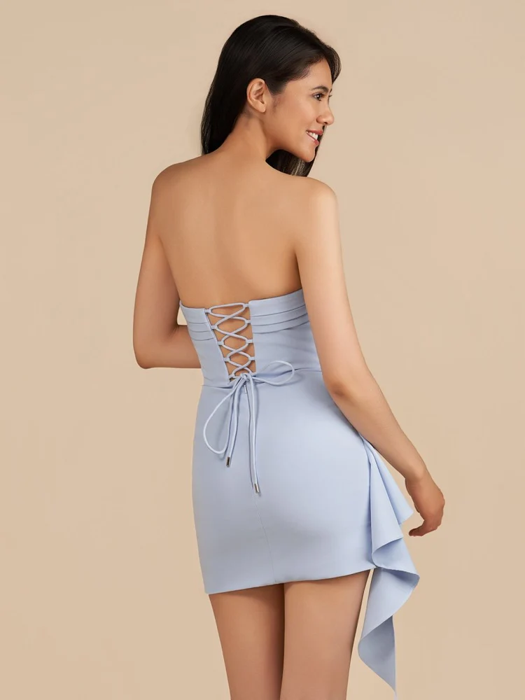 Strapless Spandex Bodycon Homecoming & Cocktail Dress With Slit