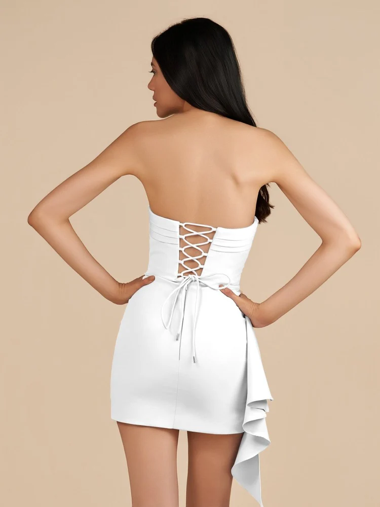 Strapless Spandex Bodycon Homecoming & Cocktail Dress With Slit