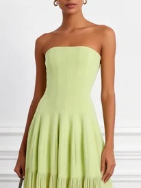 Light Green Classic Strapless Sleeveless A-Line Gown Dress