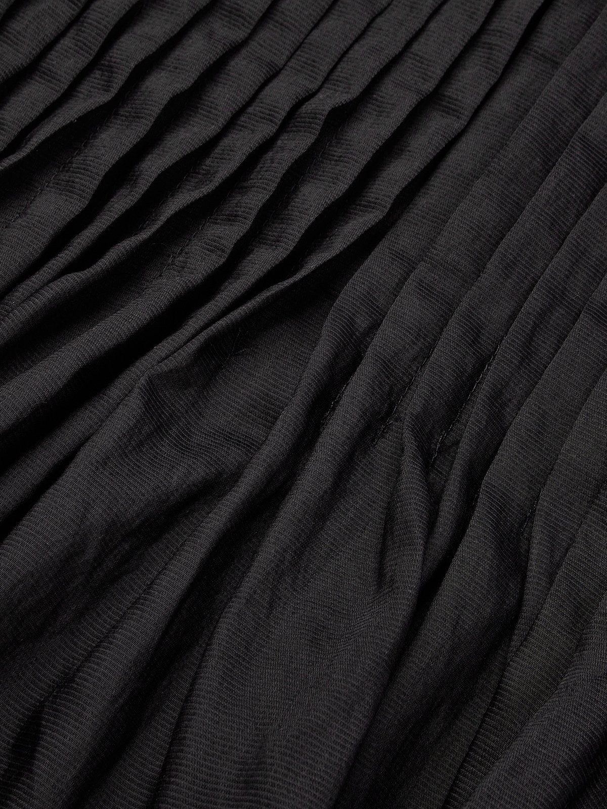 Women Black Lyocell Pleated Crew Neck Sleeveless Dressy Top With Skirt Two-Piece Set