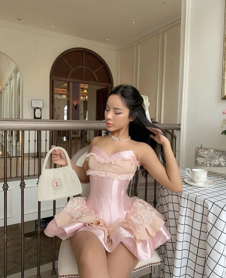 Sweetheart Pink Satin Corset Mini Dress