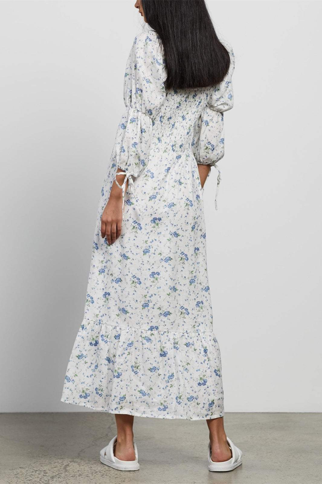 Floral Sweetheart Neck Midi Dress