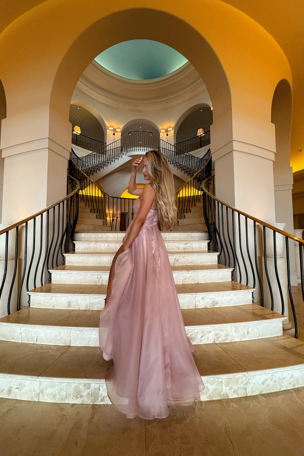 Formal Evening Tiered Dress Pink Strapless Maxi Gown