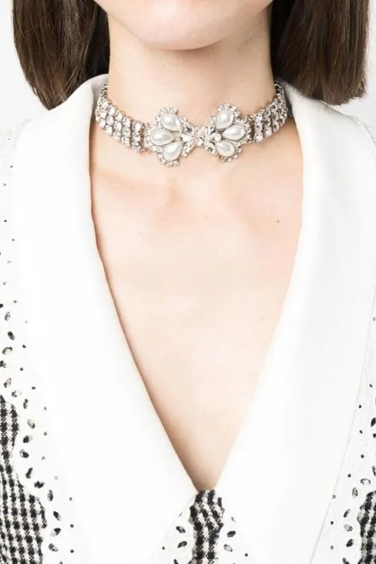 Pearl Bow-tie Diamante Choker