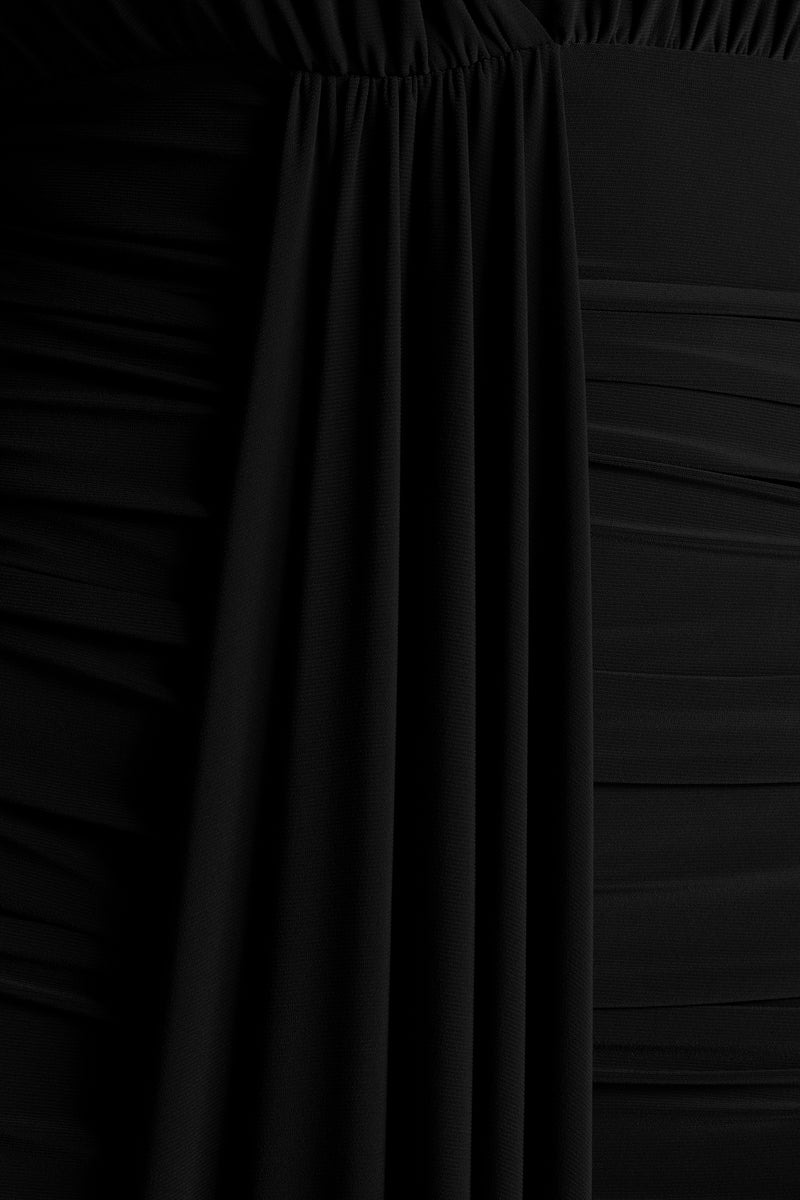 Black Halter-Neck Maxi Dress With Open-Back