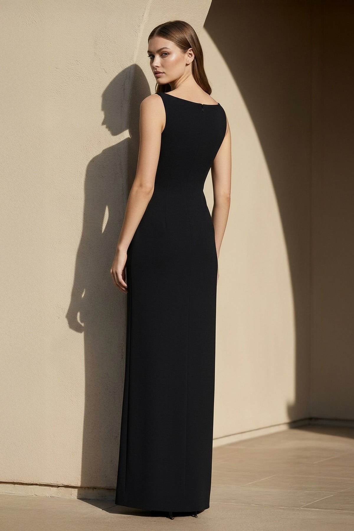 Black V Neck Maxi Dress With Beading