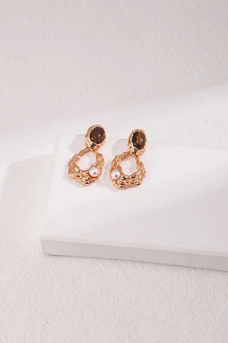 Tiger Eye Stone Abstract Earrings