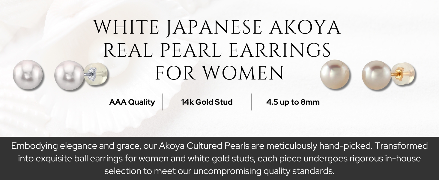 White Japanese Akoya Pearl Stud Earrings