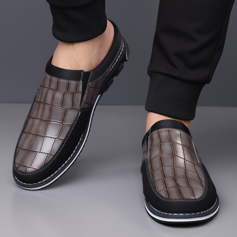 Men's Fashion Calfskin Leather Slippers