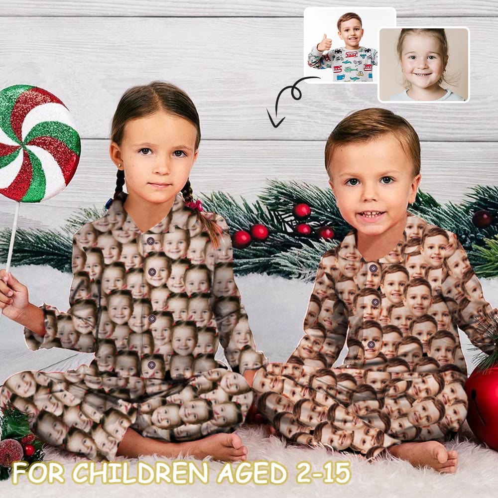 acePajamas Pajama Kid's Pajamas Custom Sleepwear with Seamless Face Personalized Pajama Set For Boys&Girls 2-15Y
