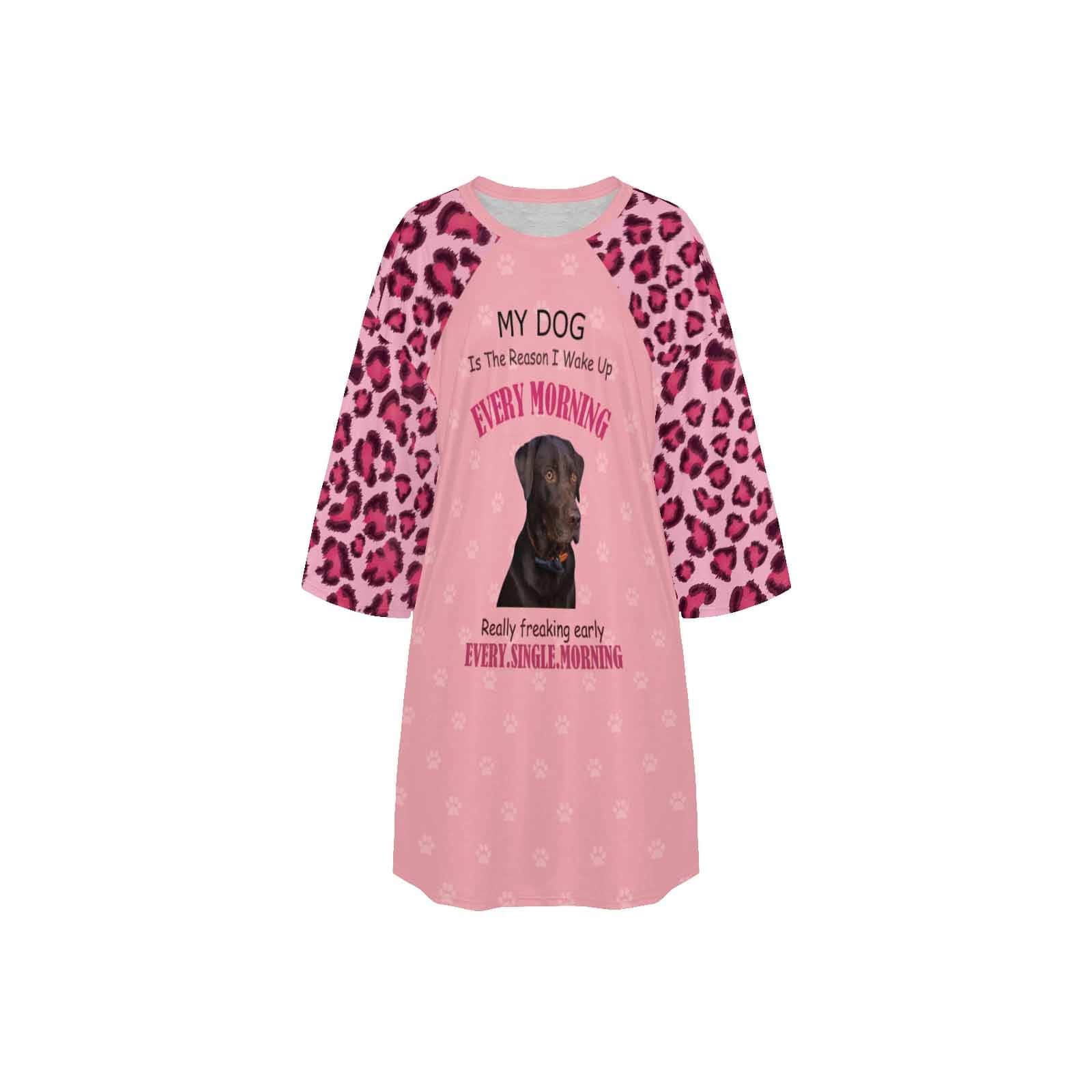 DogPicGift Pajama Custom Pet Face Pink Leopard Print Pajamas for Women's Oversized Sleep Tee Personalized Women's Loose Nightshirt Sleepwear