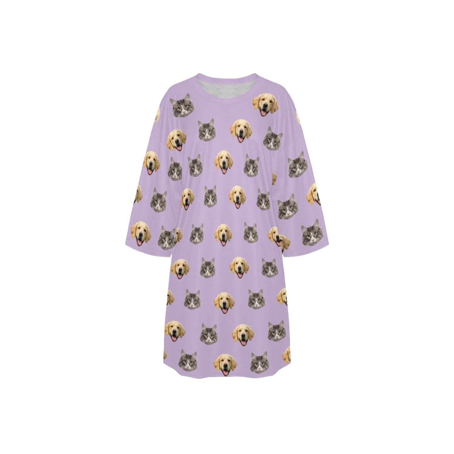 DogPicGift Pajama Custom Pet Faces Multicolor Pajamas for Women's Oversized Sleep Tee Personalized Women's Loose Nightshirt Sleepwear